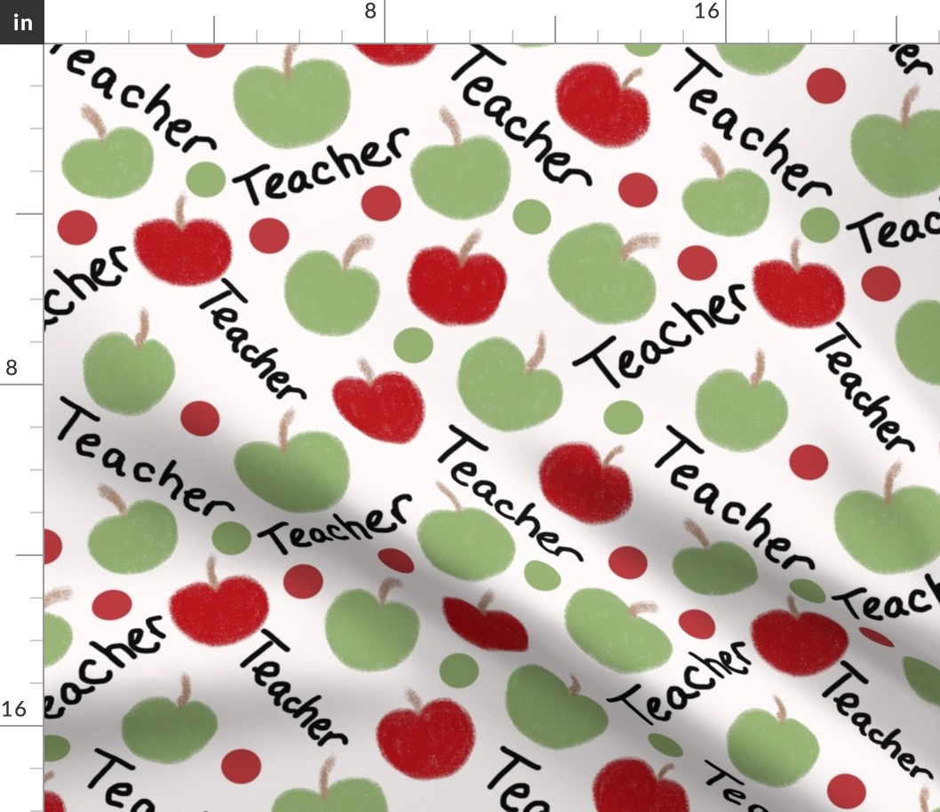 teacher chalk apples and polka dots