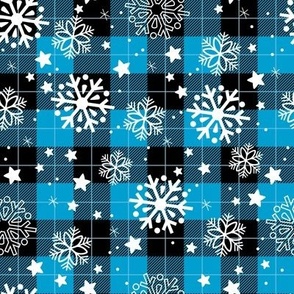 Snowflakes on BluePlaid