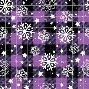 Snowflakes on Purple Plaid