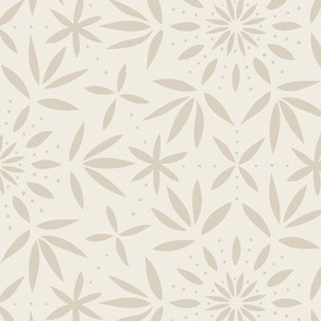 simple floral - bone beige_ creamy white - hand drawn