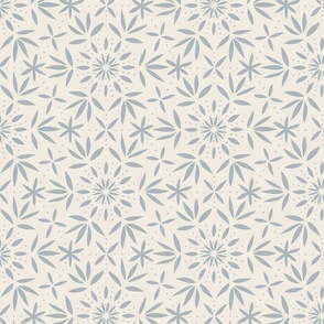 simple floral - creamy white_ french grey blue - hand drawn