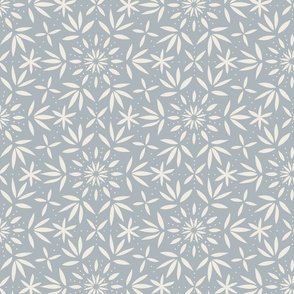 simple floral - creamy white_ french grey blue 02 - hand drawn