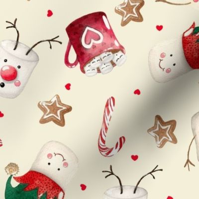 LARGE-Fun Christmas Marshmallows on cream