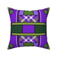 Lavender and Sage Geometric Diamond Plaid (black lines mirror repeat)