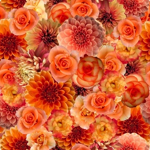 Orange Peach Floral Collage - Big, Vibrant, Energizing