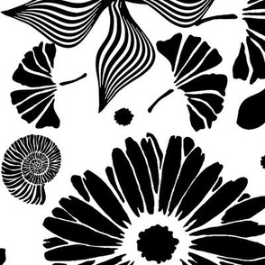 ammonite sheel flower start flowers leaves design pattren