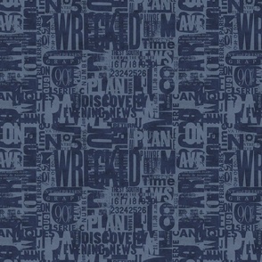 Urban Style Grunge Typography With Letters And Numbers Denim Blue Smaller Scale
