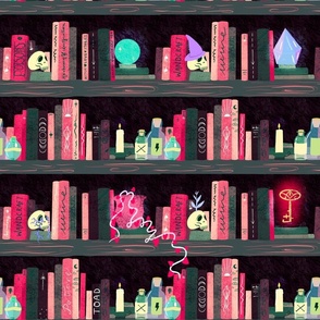 Witchy Bookcase - pink and mauve