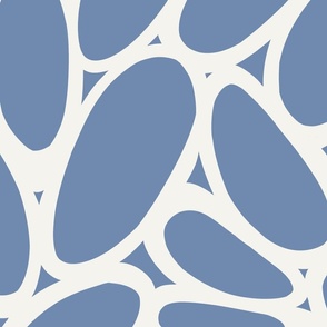 Pebbles – Bold and Modern Organic Shapes, Denim Blue and Chalk White (Large scale)