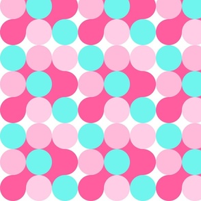 (XS) Bold Abstract Minimal dot pattern Bauhaus 1. pink and turquoise