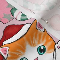 Cute Christmas Kittens - on dusty pink 