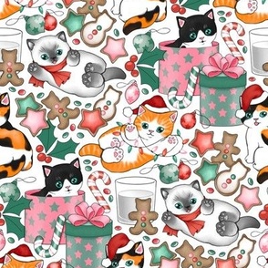 Cute Christmas Kittens - on white, small 