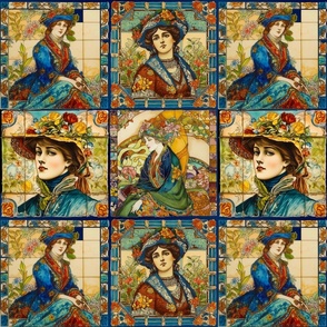 Edwardian Ladies Ceramic Tile 