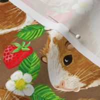 The Sweetest Guinea Pigs with Summer Strawberries on Earth Brown Medium