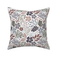 Moody floral - light multi - blush pink, sage green, dusky lavender on white - smaller scaleDark and Moody floral - multi - blush pink, sage green, dusky lavender on black - smaller scale