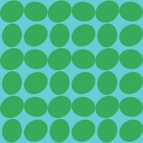 abstract jumbo green dots on cyans background