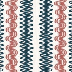 Ikat Stripe Red and Dark Teal