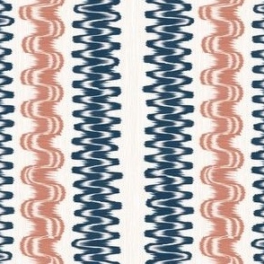 Ikat Stripe Navy and Coral