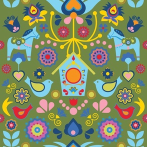 Swedish Folk Art Garden - Colourway #7