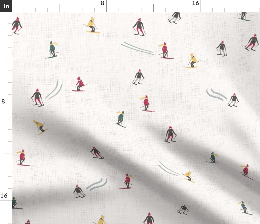 Downhill Skiers in Cream (Large)
