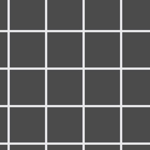 Dark gray and white windowpane 3" square check - large scale for bedding and home decor