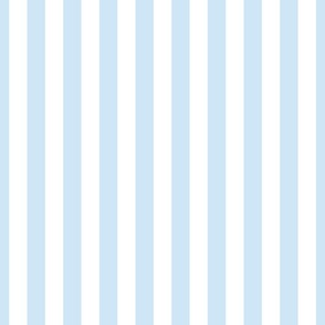 Merry Bright Pastel Blue and White Vertical 1 inch Beach Hut Stripe