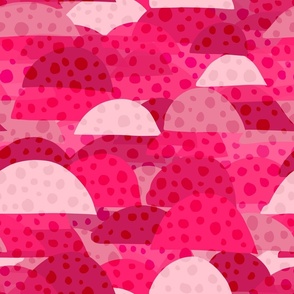Barbie Pink Polka Dotted Half Moons - Bold Geometric Monochromatic  Half Circles