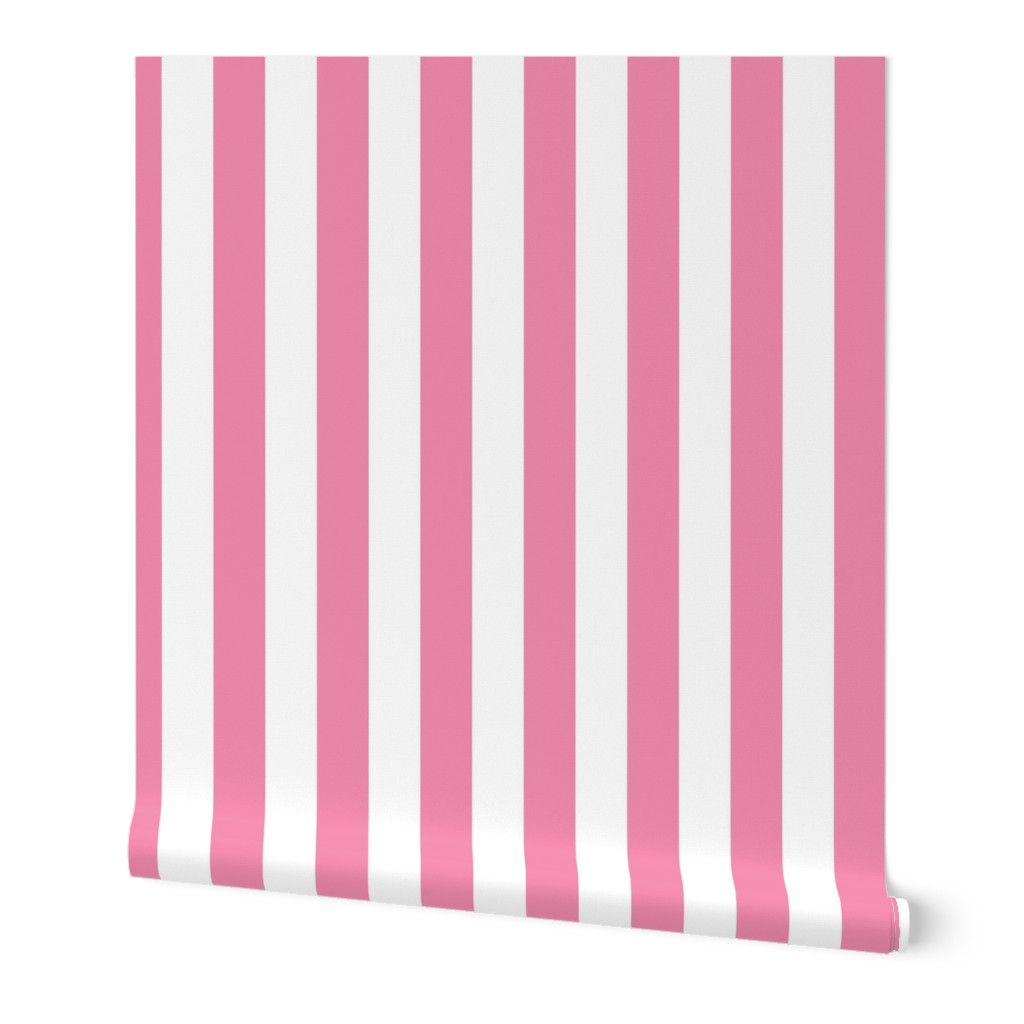 Merry Bright Coordinate Rose and White Vertical 2 inch Cabana Stripe