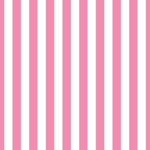 Merry Bright Rose and White Vertical 1 inch Beach Hut Stripe 