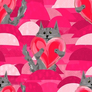 Cat Love - Sweet Grey Cat with Big Heart - Cute, Cuter, Cutest Kids Sheets