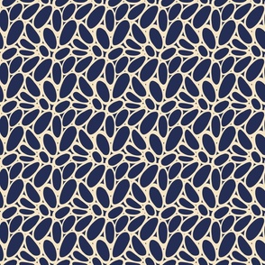 Pebbles – Minimal and Modern Organic Shapes, Navy Blue and Champagne (Small Scale)
