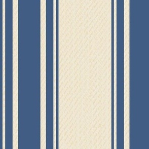 Ticking Stripe (Large) - Blue Ridge Denim Blue on Panna Cotta Cream  (TBS211)