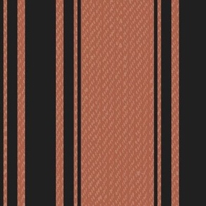Ticking Stripe (Large) - Black on Amaro Rust  (TBS211)