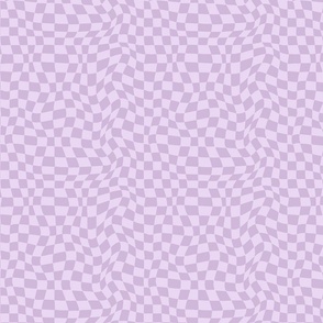 Pale purple lavender twirly wavy checkerboard, optical checks