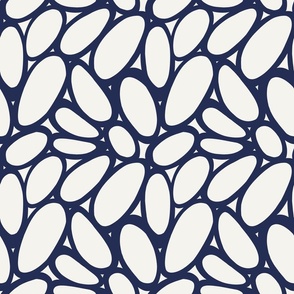 Pebbles – Modern and Minimal Simple Organic Shapes, Chalk White and Navy Blue