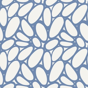 Pebbles – Modern and Minimal Simple Organic Shapes, Chalk White and Denim Blue