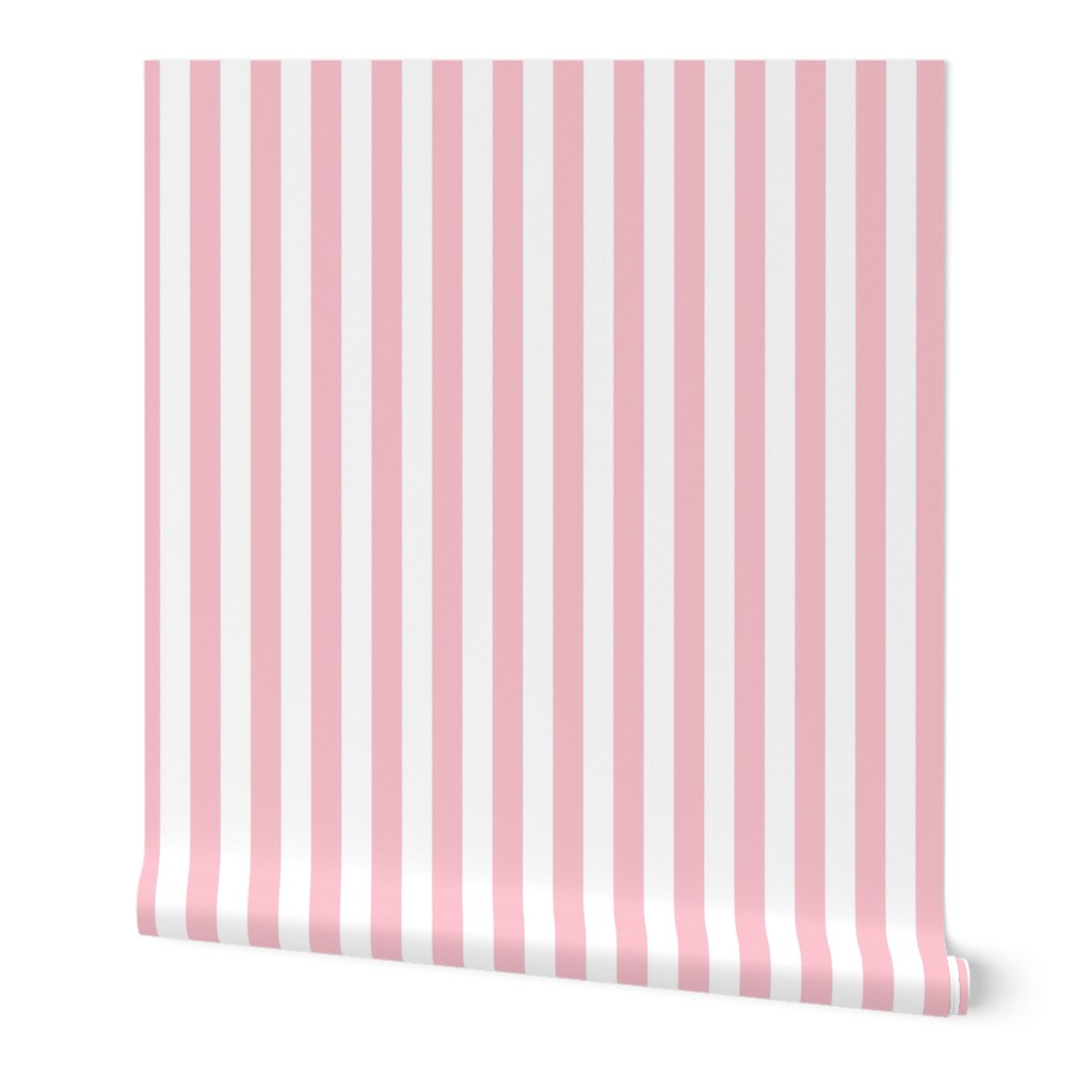 Merry Bright Pink and White Vertical 1 inch Beach Hut Stripe 