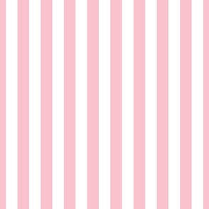 Merry Bright Pink and White Vertical 1 inch Beach Hut Stripe 