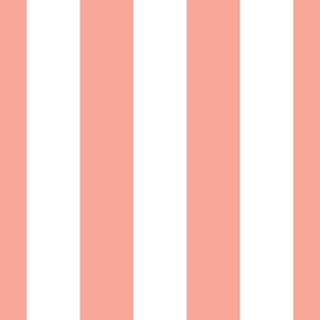 Merry Bright Pastel Peach and White Vertical 3 inch Big Top Circus Stripe