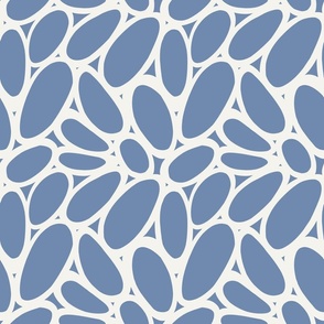 Pebbles – Modern and Minimal Simple Organic Shapes, Chalk White and Denim Blue