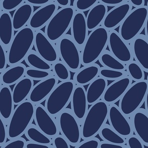 Pebbles – Modern and Minimal Simple Organic Shapes, Navy Blue and Denim Blue