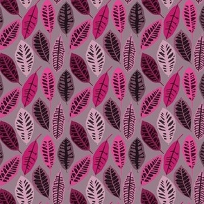 tiny monochromatic pink croton leaves