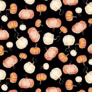 6" Watercolor Pumpkin Toss Orange and White in Black by Audrey Jeanne