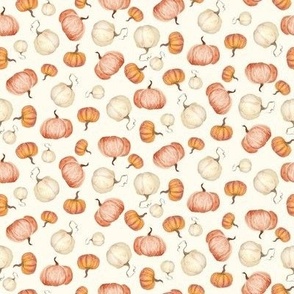 4" Watercolor Pumpkin Toss Orange and White in Cream by Audrey Jeanne
