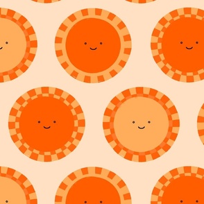 Orange sun faces, sun face, happy face, Skies above, Large scale