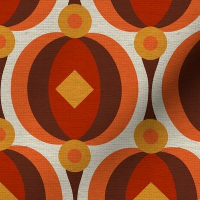 Retro Circle Diamonds Hippie Warm Tones 60 70 80