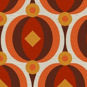 Retro Circle Diamonds Hippie Warm Tones 60 70 80