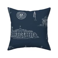 Washington DC Toile for Wallpaper & Fabric - Ivory on Navy