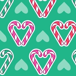 Candy Cane Hearts - MEDIUM - Christmas Green