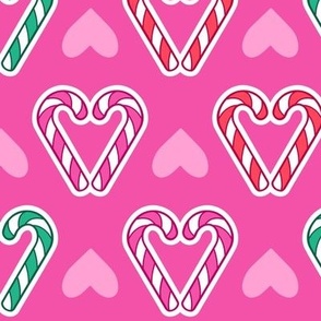 Candy Cane Hearts - MEDIUM - Christmas Pink